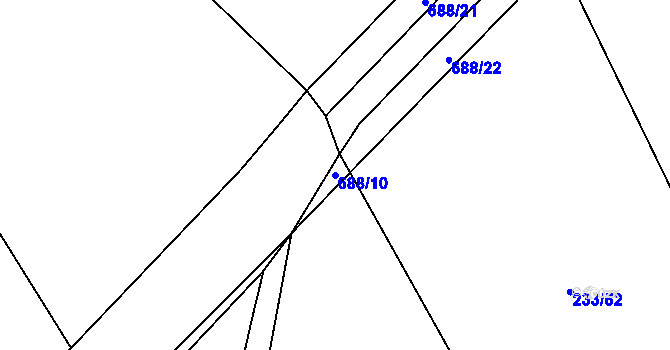 Parcela st. 688/10 v KÚ Rosice u Cerekvičky, Katastrální mapa