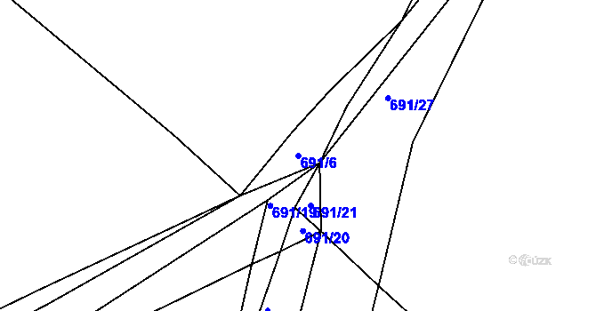 Parcela st. 691/6 v KÚ Rosice u Cerekvičky, Katastrální mapa