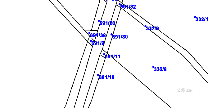 Parcela st. 691/11 v KÚ Rosice u Cerekvičky, Katastrální mapa