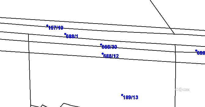 Parcela st. 688/12 v KÚ Rosice u Cerekvičky, Katastrální mapa