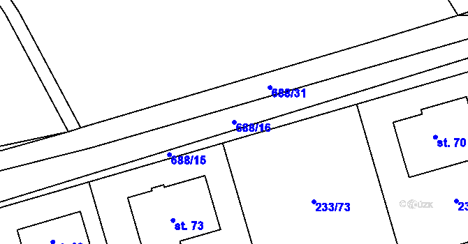 Parcela st. 688/16 v KÚ Rosice u Cerekvičky, Katastrální mapa