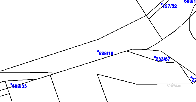 Parcela st. 688/18 v KÚ Rosice u Cerekvičky, Katastrální mapa