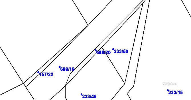 Parcela st. 688/20 v KÚ Rosice u Cerekvičky, Katastrální mapa