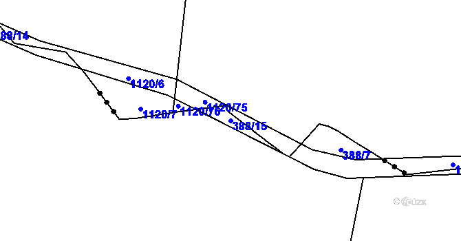Parcela st. 388/15 v KÚ Rosice u Cerekvičky, Katastrální mapa