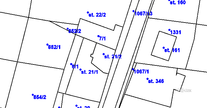 Parcela st. 21/2 v KÚ Cerhenice, Katastrální mapa
