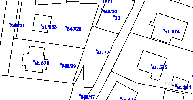 Parcela st. 77 v KÚ Cerhenice, Katastrální mapa