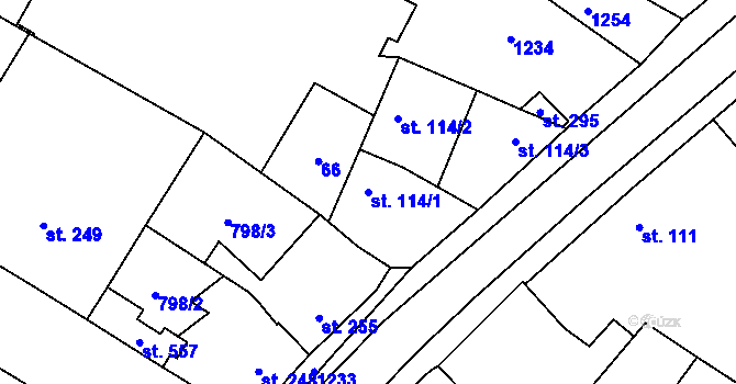 Parcela st. 114/1 v KÚ Cerhenice, Katastrální mapa