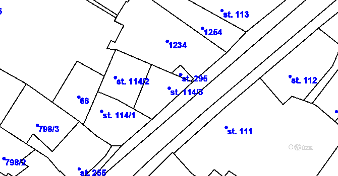 Parcela st. 114/3 v KÚ Cerhenice, Katastrální mapa