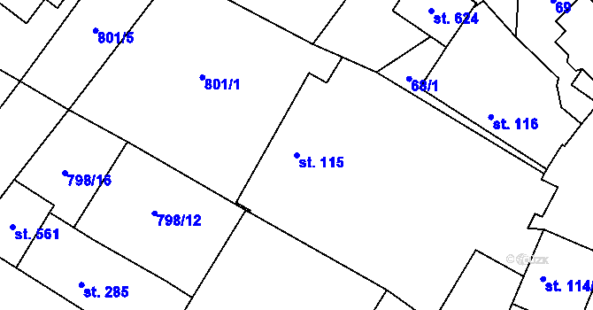 Parcela st. 115 v KÚ Cerhenice, Katastrální mapa