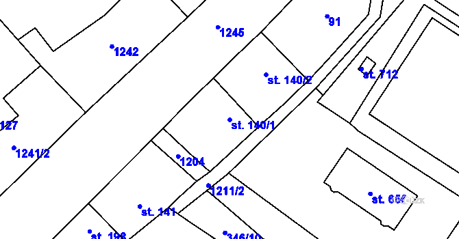 Parcela st. 140/1 v KÚ Cerhenice, Katastrální mapa