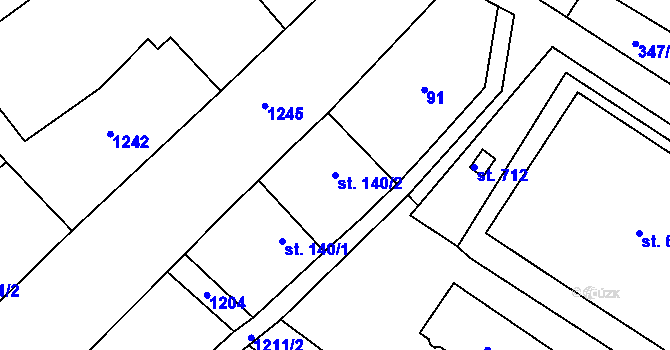 Parcela st. 140/2 v KÚ Cerhenice, Katastrální mapa