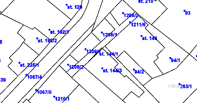 Parcela st. 144/1 v KÚ Cerhenice, Katastrální mapa