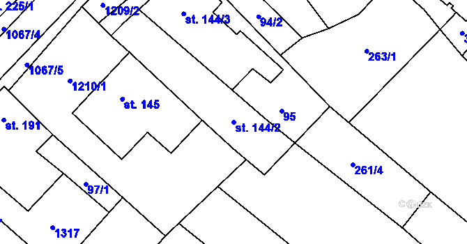 Parcela st. 144/2 v KÚ Cerhenice, Katastrální mapa