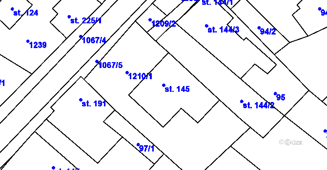 Parcela st. 145 v KÚ Cerhenice, Katastrální mapa