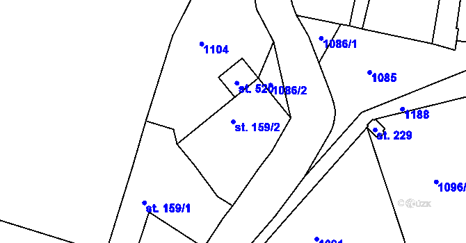 Parcela st. 159/2 v KÚ Cerhenice, Katastrální mapa