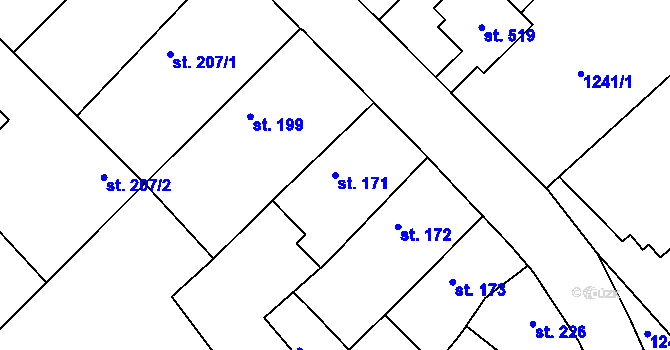 Parcela st. 171 v KÚ Cerhenice, Katastrální mapa
