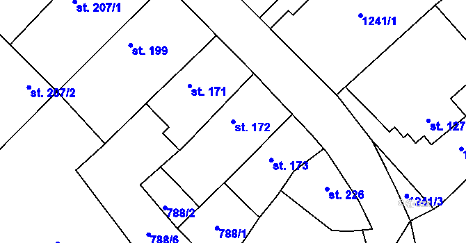 Parcela st. 172 v KÚ Cerhenice, Katastrální mapa