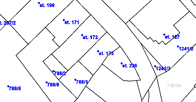 Parcela st. 173 v KÚ Cerhenice, Katastrální mapa