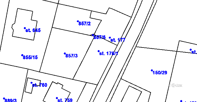 Parcela st. 178/1 v KÚ Cerhenice, Katastrální mapa