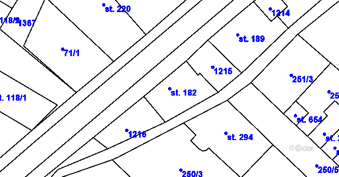 Parcela st. 182 v KÚ Cerhenice, Katastrální mapa