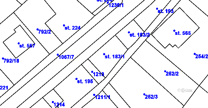 Parcela st. 183/1 v KÚ Cerhenice, Katastrální mapa