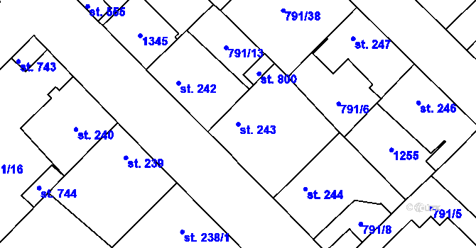 Parcela st. 243 v KÚ Cerhenice, Katastrální mapa