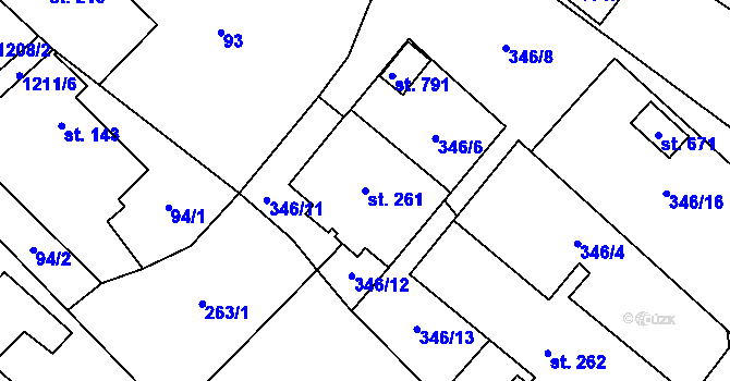 Parcela st. 261 v KÚ Cerhenice, Katastrální mapa