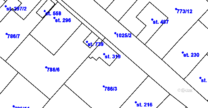 Parcela st. 319 v KÚ Cerhenice, Katastrální mapa