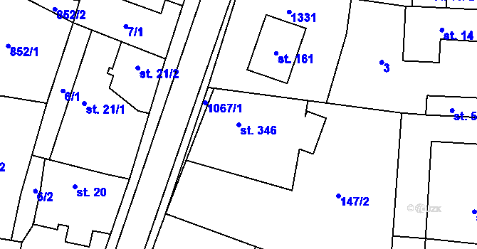 Parcela st. 346 v KÚ Cerhenice, Katastrální mapa