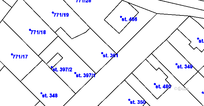 Parcela st. 361 v KÚ Cerhenice, Katastrální mapa