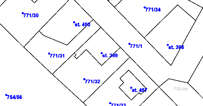 Parcela st. 399 v KÚ Cerhenice, Katastrální mapa