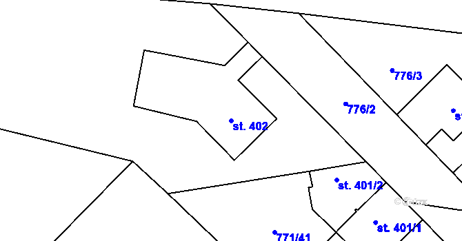 Parcela st. 402 v KÚ Cerhenice, Katastrální mapa