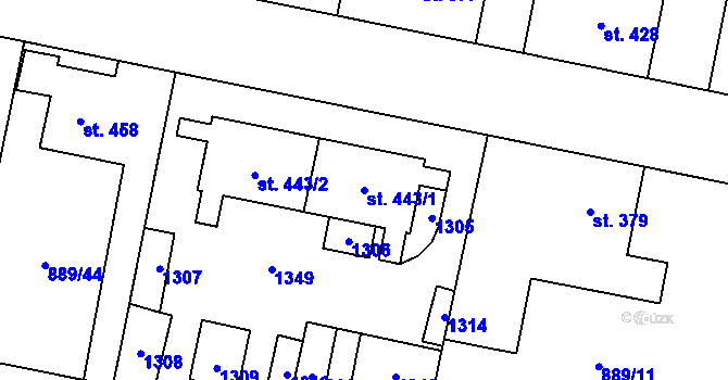 Parcela st. 443/1 v KÚ Cerhenice, Katastrální mapa