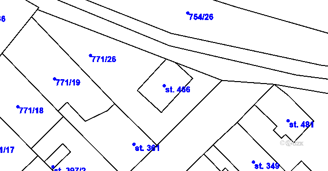 Parcela st. 466 v KÚ Cerhenice, Katastrální mapa