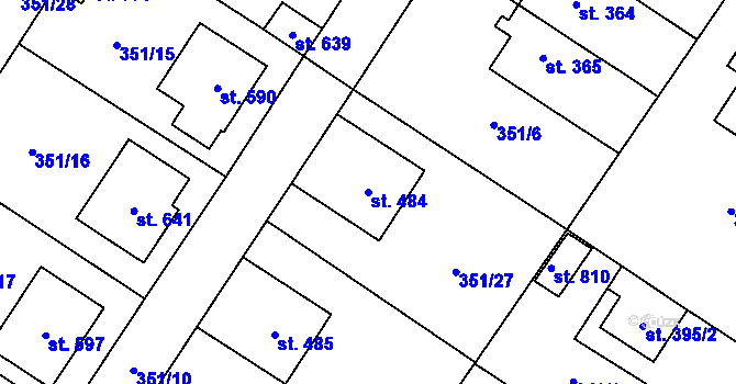Parcela st. 484 v KÚ Cerhenice, Katastrální mapa
