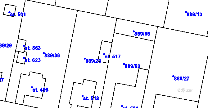 Parcela st. 517 v KÚ Cerhenice, Katastrální mapa