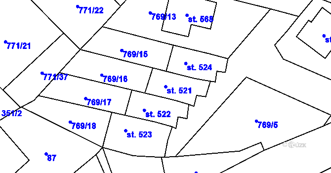 Parcela st. 521 v KÚ Cerhenice, Katastrální mapa