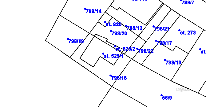 Parcela st. 525/1 v KÚ Cerhenice, Katastrální mapa