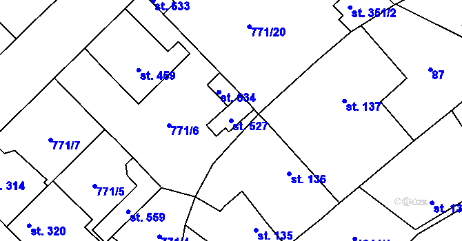 Parcela st. 527 v KÚ Cerhenice, Katastrální mapa