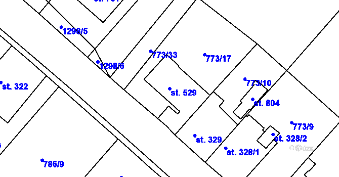 Parcela st. 529 v KÚ Cerhenice, Katastrální mapa
