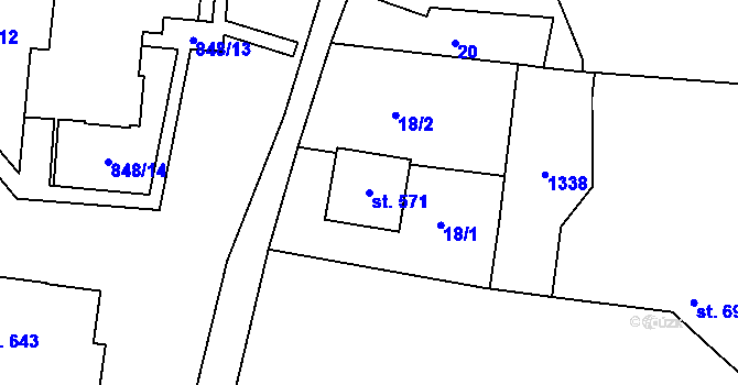 Parcela st. 571 v KÚ Cerhenice, Katastrální mapa