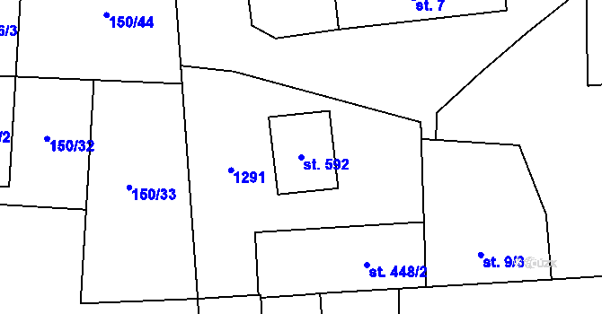 Parcela st. 592 v KÚ Cerhenice, Katastrální mapa