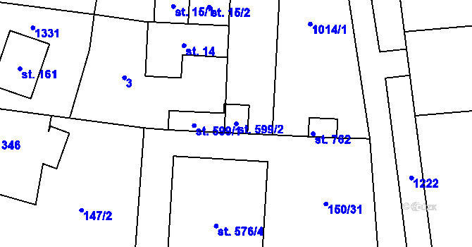 Parcela st. 599/2 v KÚ Cerhenice, Katastrální mapa