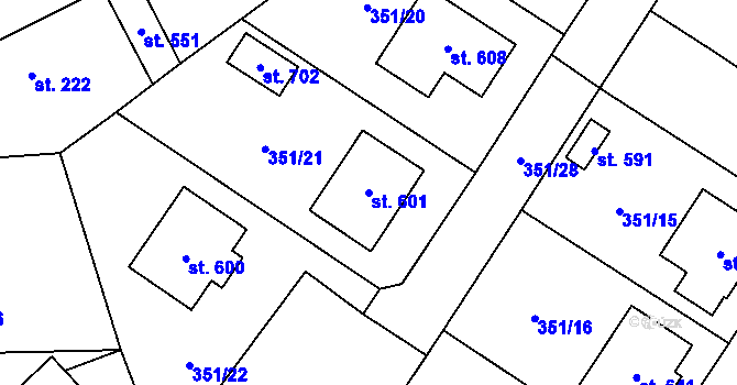 Parcela st. 601 v KÚ Cerhenice, Katastrální mapa