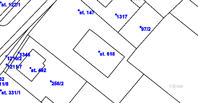 Parcela st. 618 v KÚ Cerhenice, Katastrální mapa