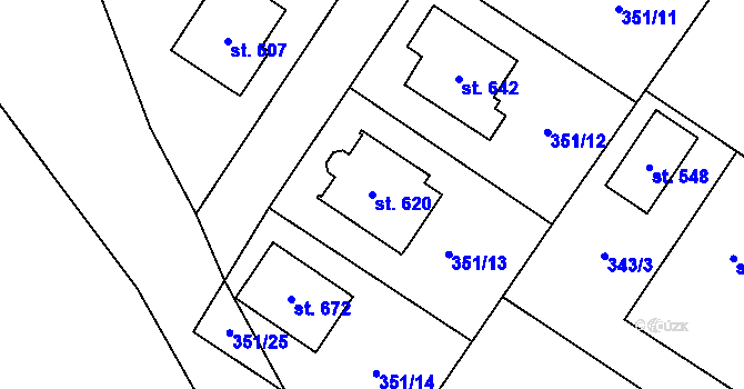 Parcela st. 620 v KÚ Cerhenice, Katastrální mapa