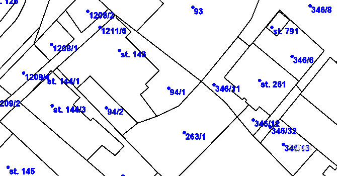 Parcela st. 94/1 v KÚ Cerhenice, Katastrální mapa