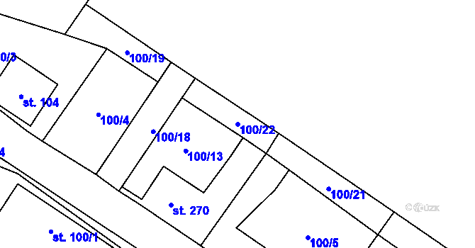 Parcela st. 100/22 v KÚ Cerhenice, Katastrální mapa
