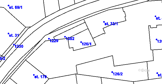 Parcela st. 126/1 v KÚ Cerhenice, Katastrální mapa