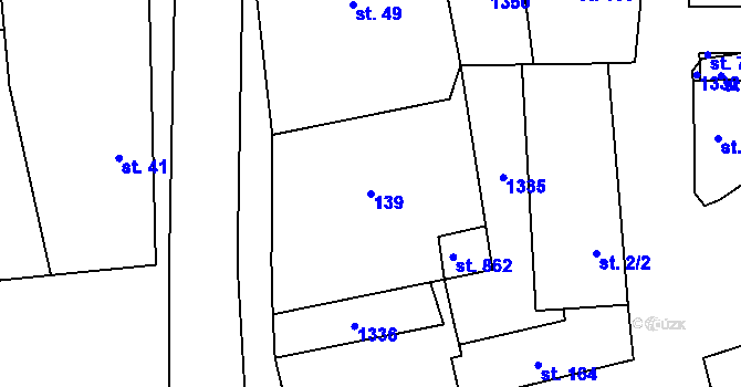 Parcela st. 139 v KÚ Cerhenice, Katastrální mapa